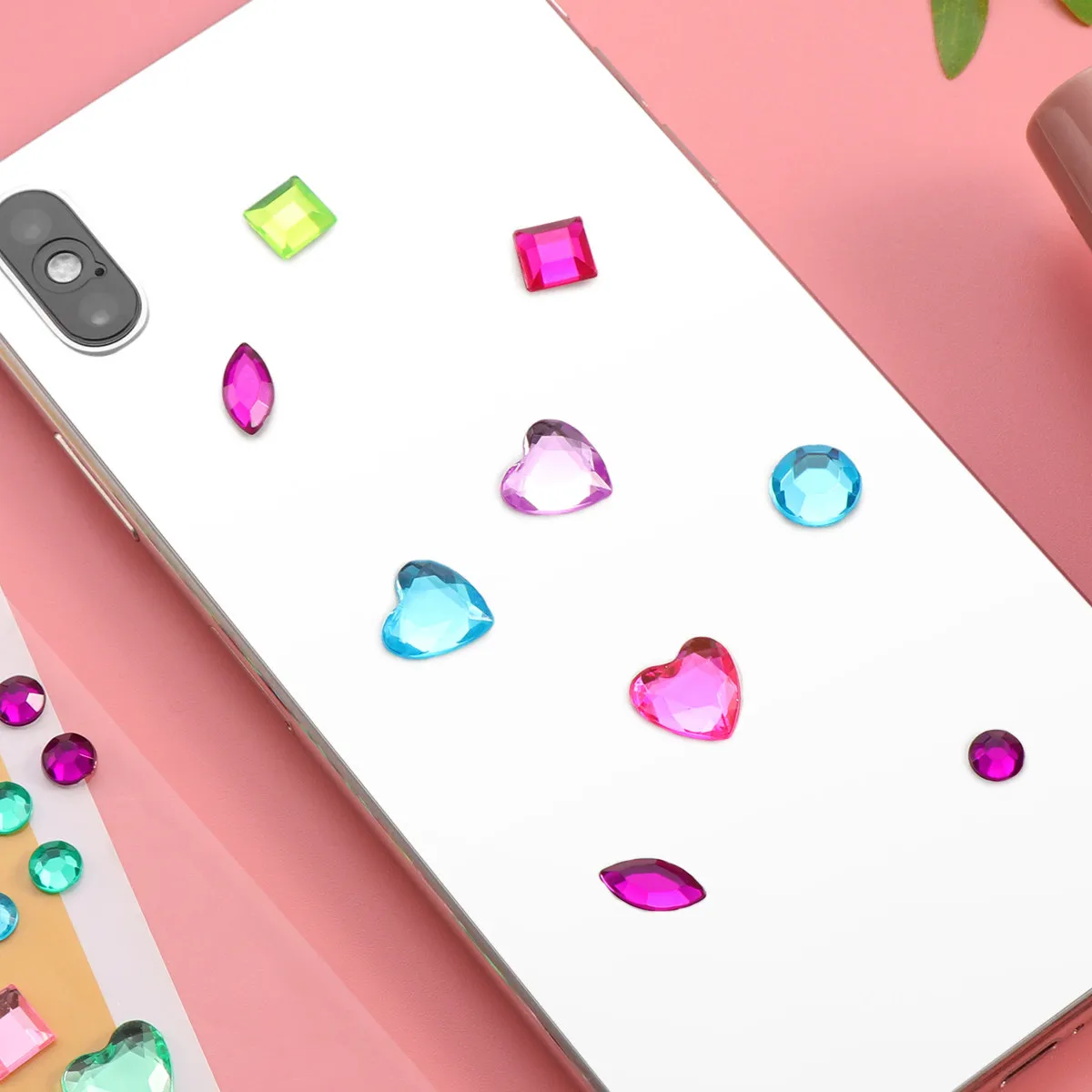 Acrylic Crystal Rhinestone Stickers 5 Sheets Assorted Shapes Multicolor Self-Adhesive Gems for Crafts Scrapbooking