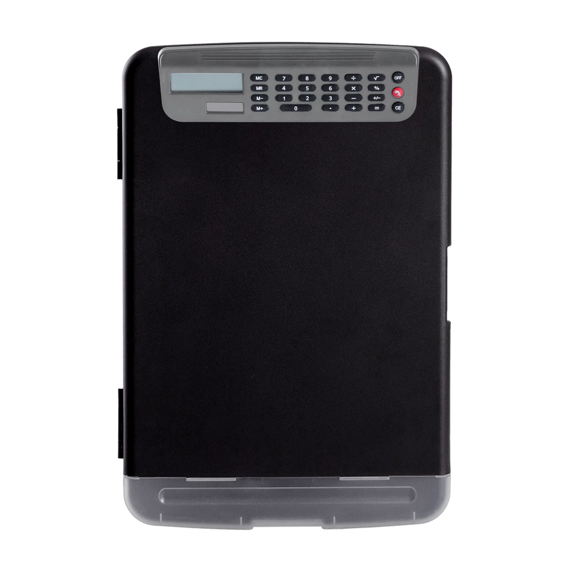 A4 Clipboard Storage Box with Calculator, Portable Plastic File Case with Writing Board, Multi-Function Document Organizer for