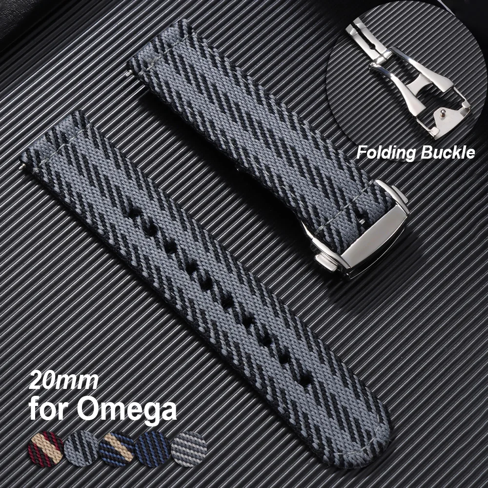 

Replacement Bracelet Premium Sailcloth Watch Strap 20mm Canvas Nylon Watch Band for Omega Quick Release Folding Buckle Wristbelt
