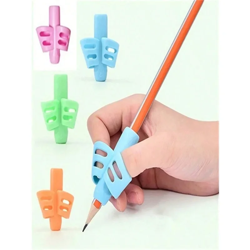 

4PC-Writing Posture Corrector with 2-Finger Groove, Soft Rubber Material, Pen Holding Corrector
