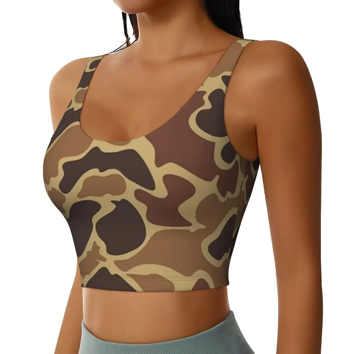 Custom Duck Camo Women Sports Bra High Impact Vest Gym Workout Yoga Crop Tank Tops