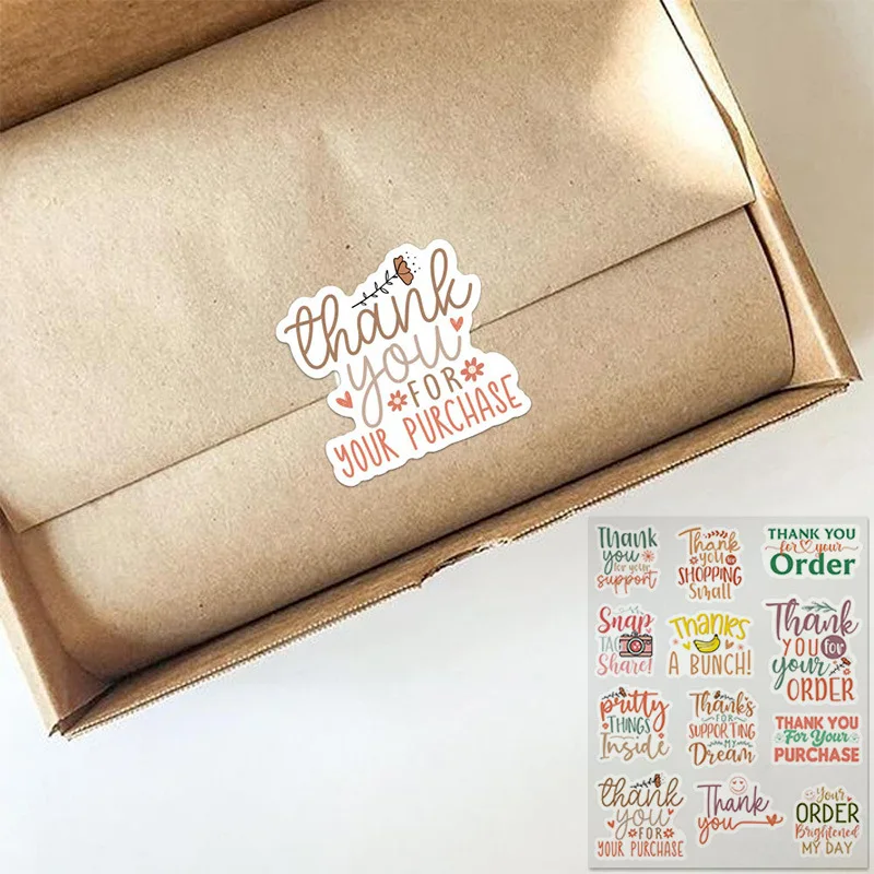 10sheets Thank You for You Order Small Business Paper Sticker Shipping Gift Box Envelope Sealing Lable Decor