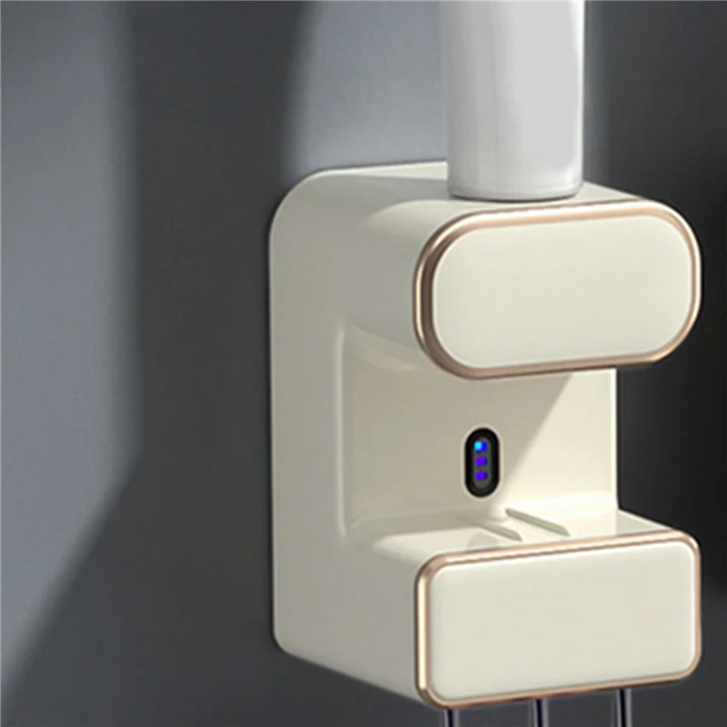 ABKW-2X Automatic Toothpaste Dispenser, Wall Mounted Electric Toothpaste Dispenser For Kids & Adults, Beige