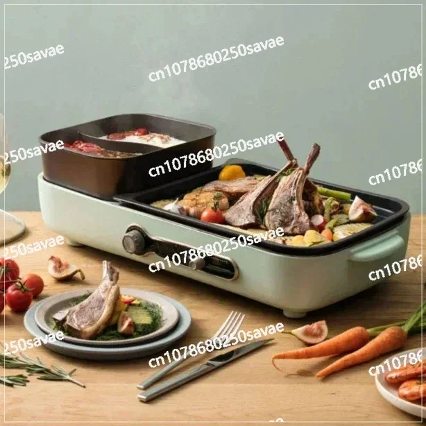 Electric Barbecue Grill Hot Pot Barbecue Smoke-Free Multi-Functional Cooking Pot Frying Steaming Pot Plate Electric