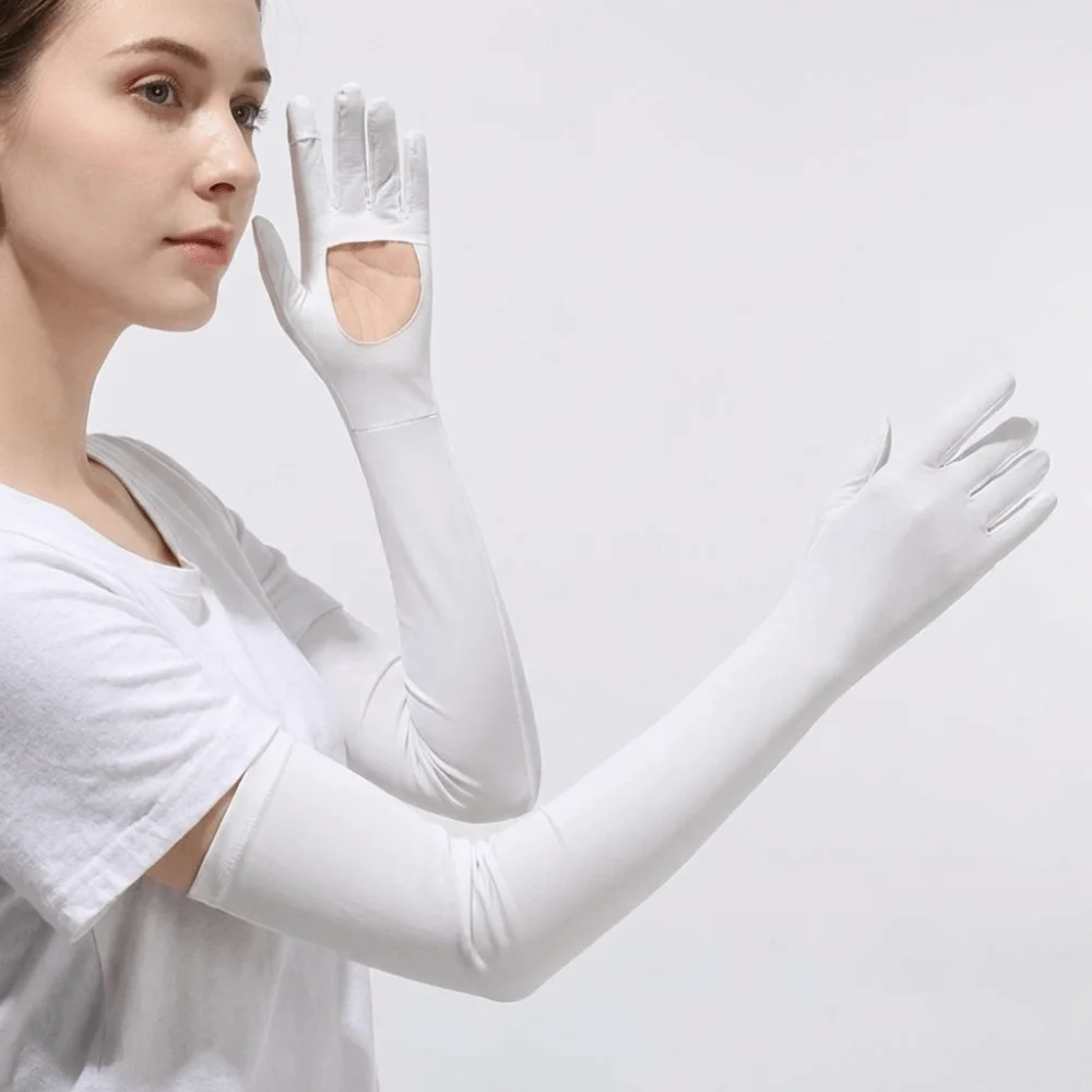 

Тонкие однотонные длинные рукава-перчатки с защитой от солнца, нескользящие, эластичные, охлаждающие, летние, для бега