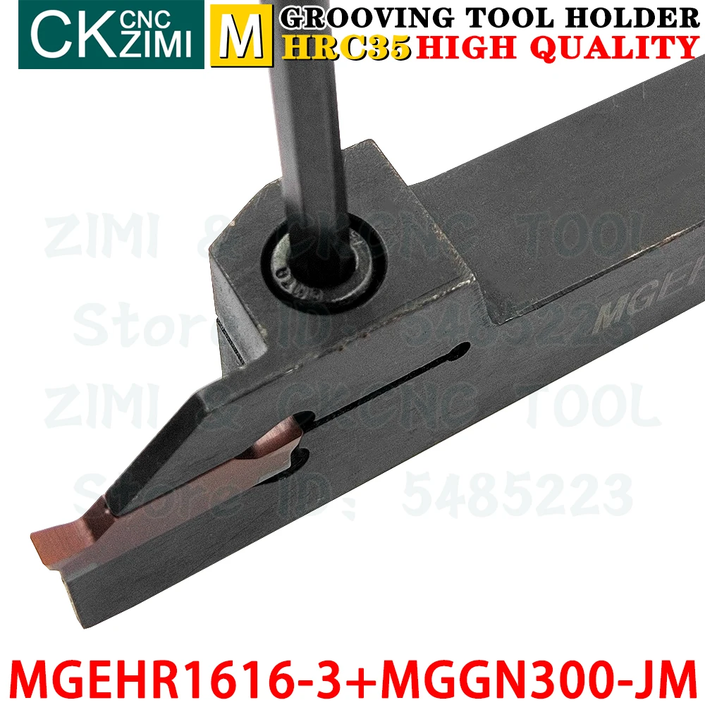 MGEHR1616-3 MGEHR 1616 3mm Suporte de ferramenta de ranhuramento Suporte com fenda de corte + MGGN300-JM MGGN 300 Ferramentas de insertos de metal duro para insertos de ranhura Ferramentas de corte de torneamento CNC