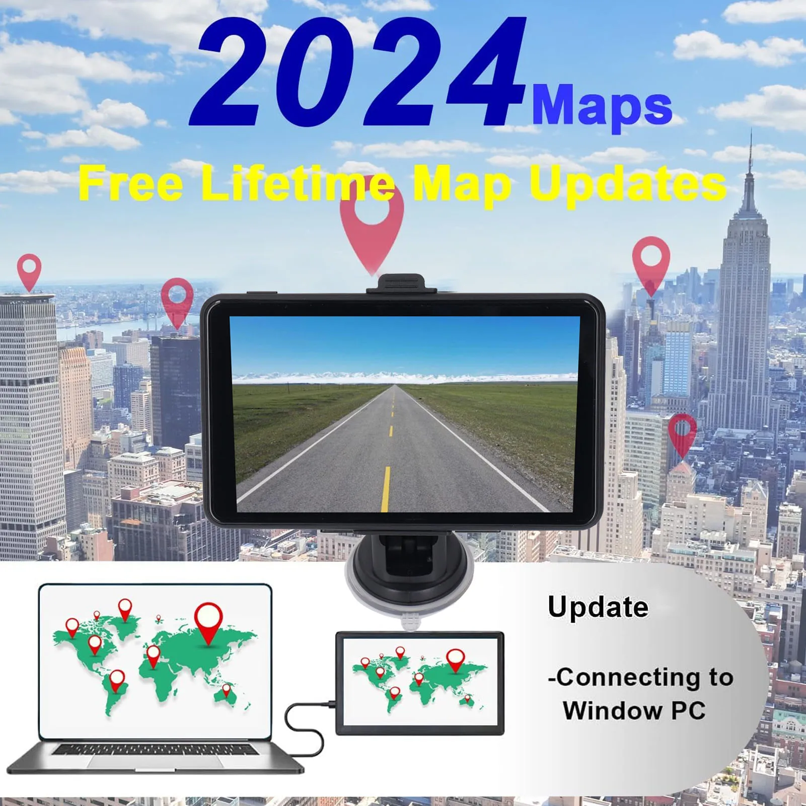 

Smart Car Navigator 7 Inch Car GPS Navigator for CarPlay for Android Auto Route Planning 2.5D Touchscreen GPS Navigation System