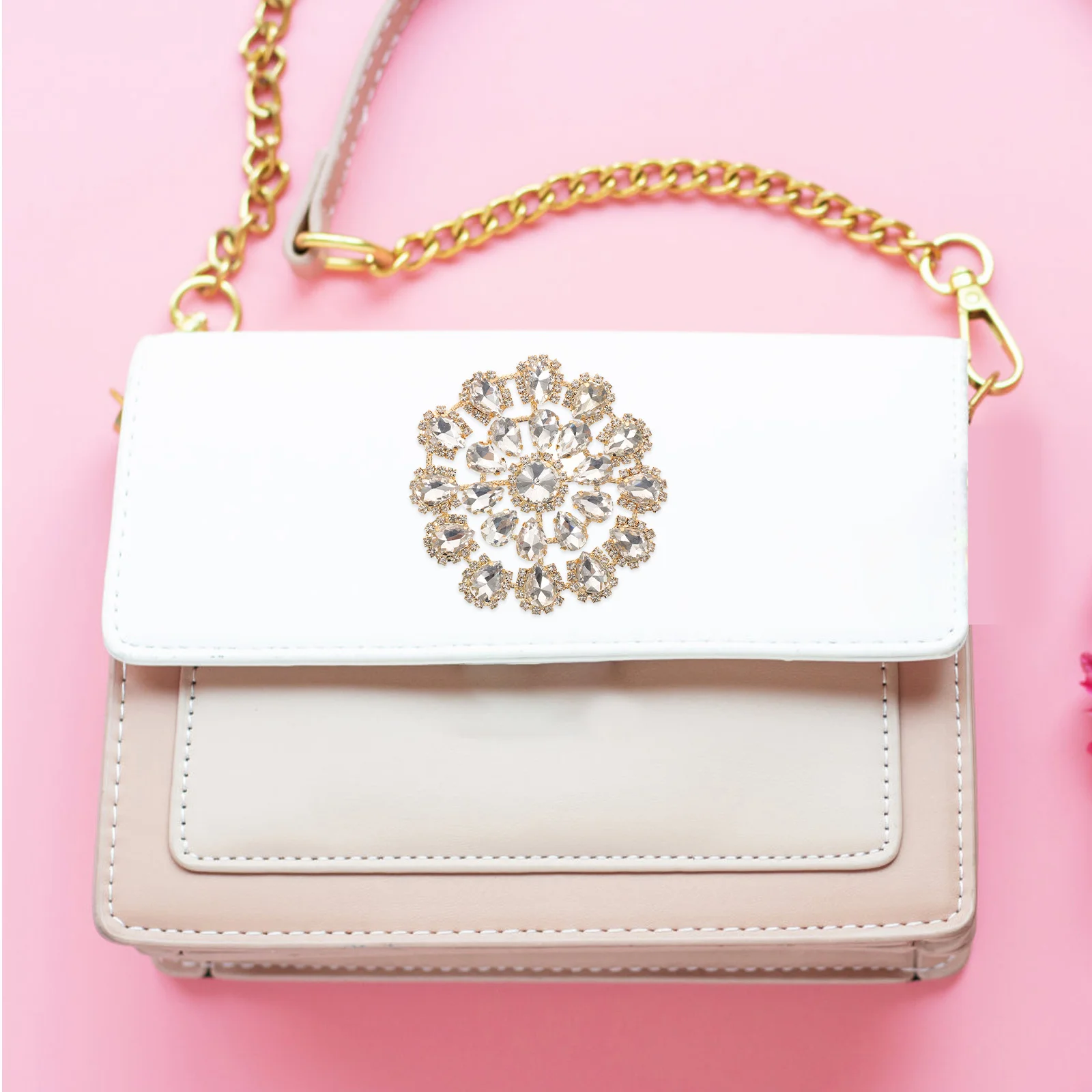 

Rhinestone Flower Applique Metal Bag Embellishment For Diy Clothing Shoes Decoration Sew On Patch Alloy Charm