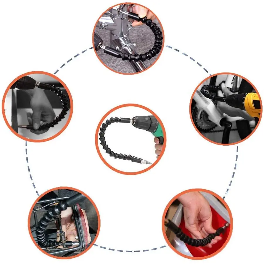 2 pcs Flexible Shaft Extension with Universal Socket Wrench and Screwdriver Extension Bits, for Home Improvement