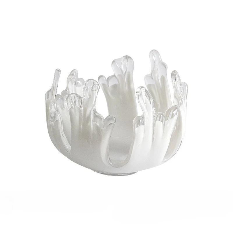 

Glass Handicrafts Desktop Storage Container Irregular Water Droplet Waves Tray Candlestick Candle Holder Fruit Platter