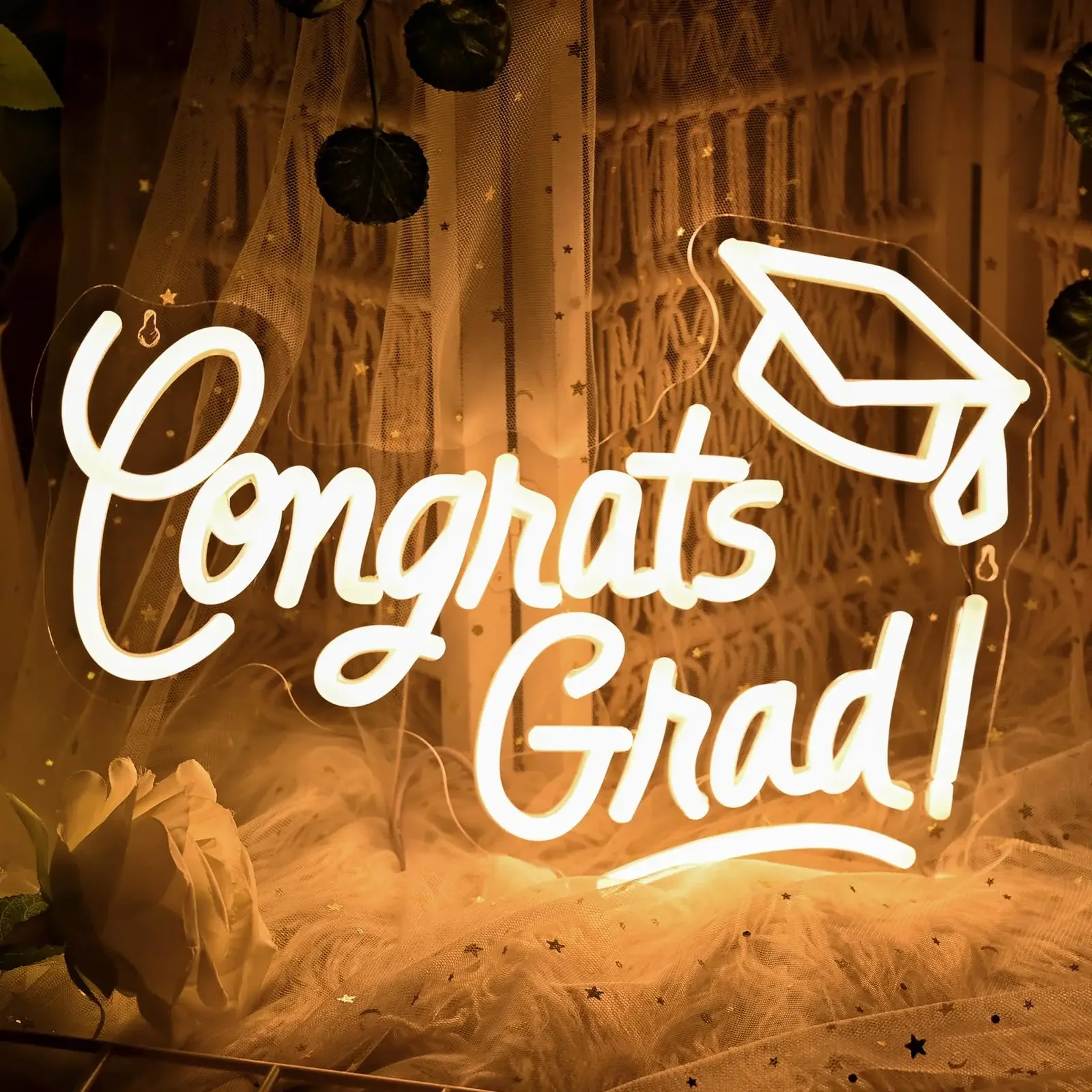 

Congrats Grad Neon Sign Congrats Grad Light Sign Adjustable Brightness Congrats Led Sign for Class Party Dorm Celebration Gifts