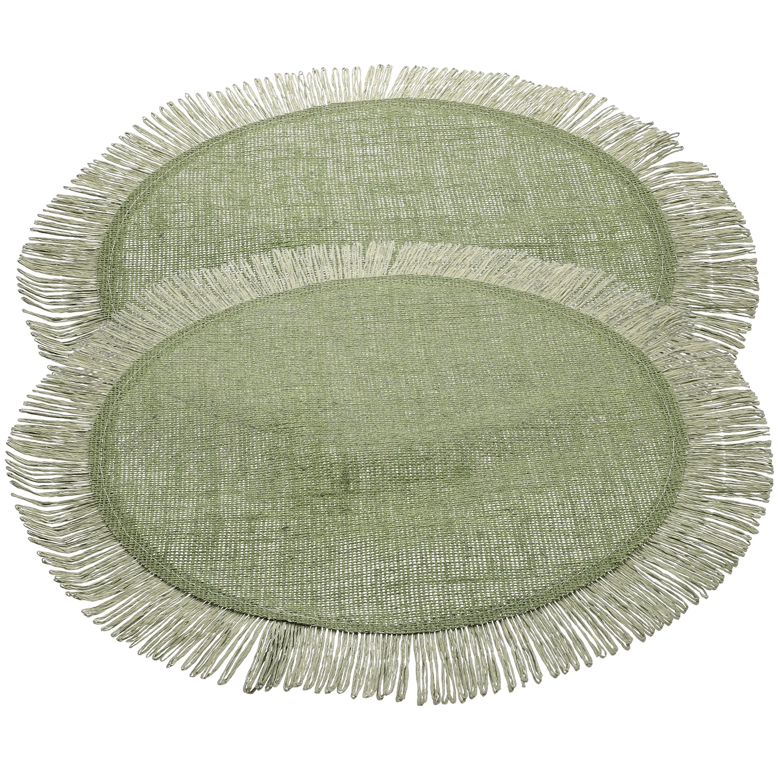 2pcs Round Woven Placemat Dining Table Coaster Decorative Place Mats Wear-Resistant Material For Home Cafe Restaurant