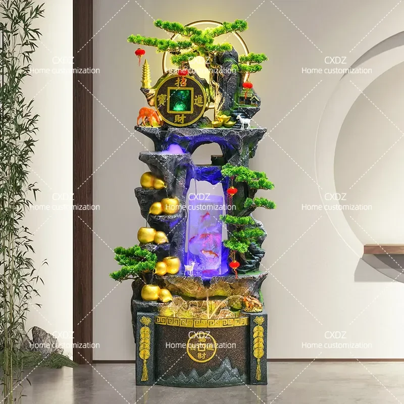 Gourd Flowing Water Fountain with Rockery Lucky Circulating Water Feature for Living Room Office Home Decor Housewarming Gift