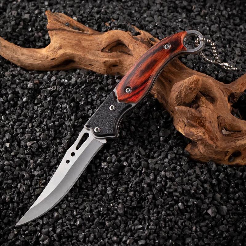 Cuchillo plegable de acero inoxidable para fruta, cuchillo de bolsillo para exteriores, cuchillo pequeño para acampar, perfecto para frutas y