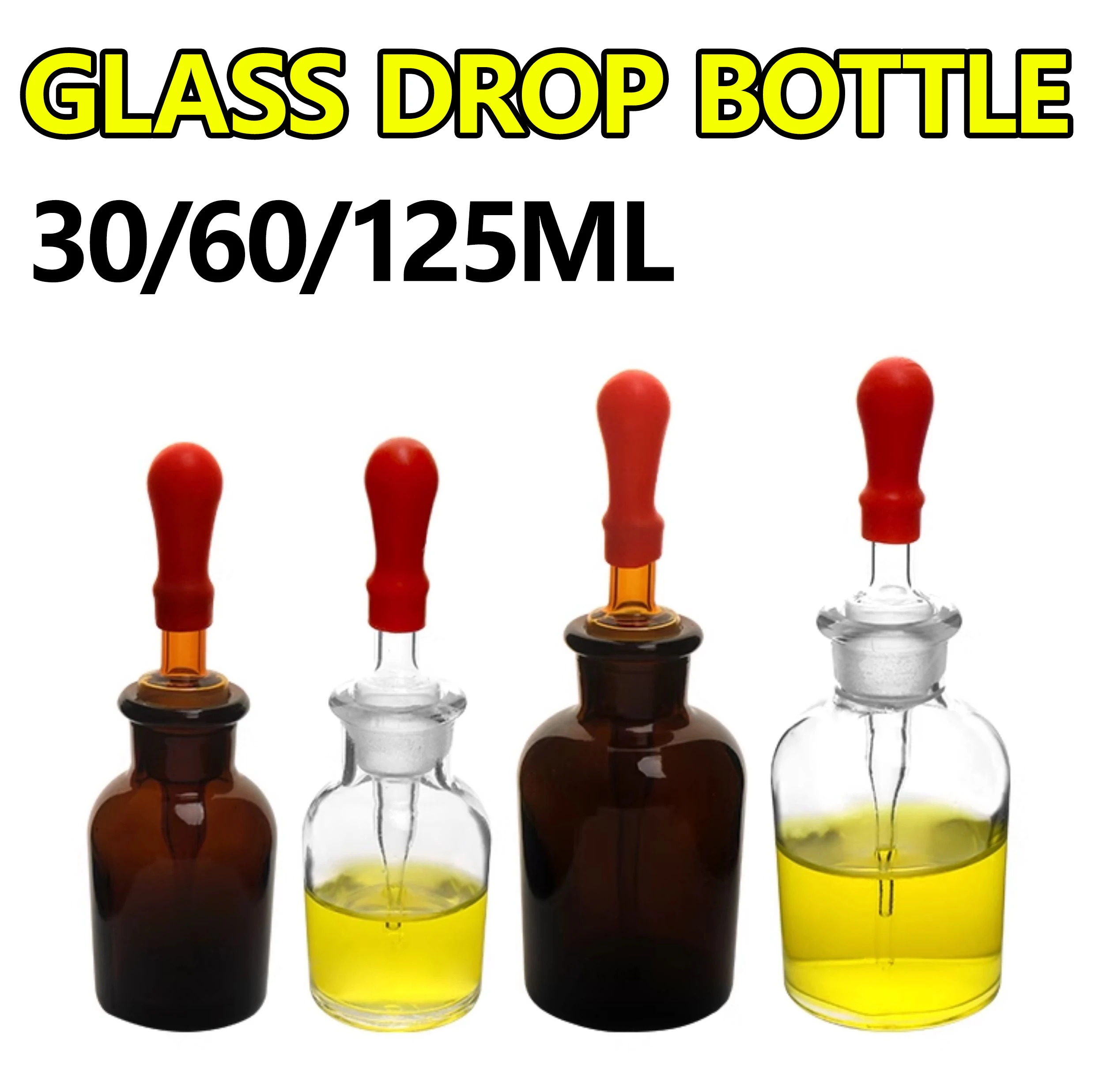 

Glass drop bottle Transparent/brown reagent bottle With glue head 125ml 60ml 30ml Frosted bottle mouth