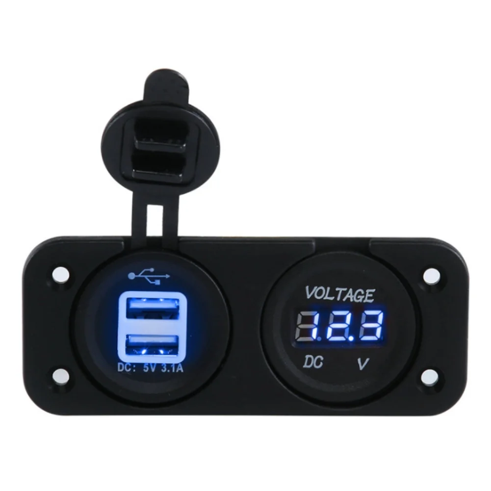 Dual USB Charging Panel with Digital Voltage Indicator for 12V 24V Vehicle Marine and Recreational Vehicle Use