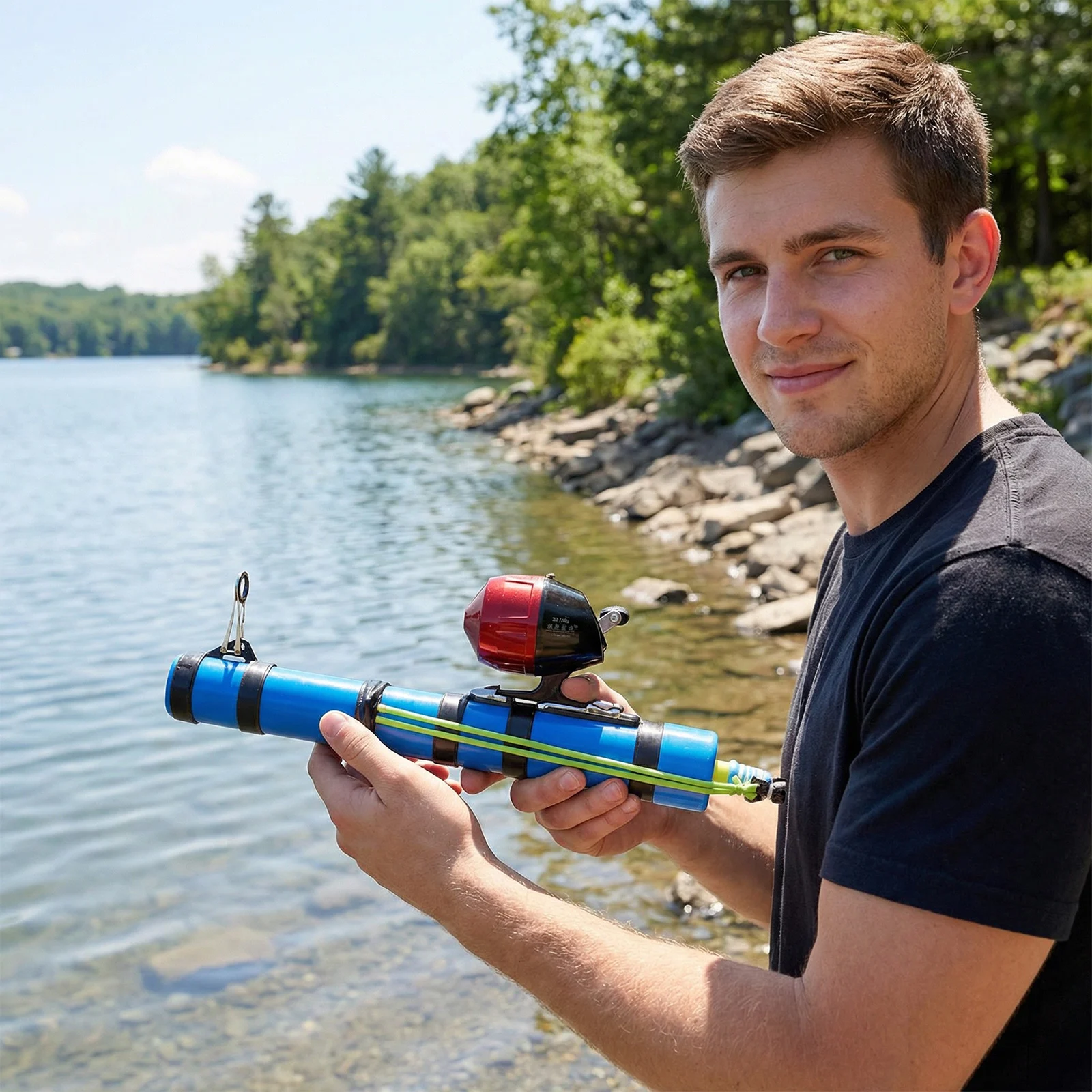 Fishing Catapult Rod with Reel Lure Launcher Fishings Tool Reusable Compact Fishing Rod Holder for Bass Trout Catfish Saltwater view 3