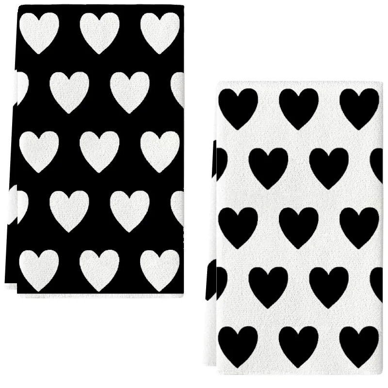 

2 шт., черно-белые кухонные полотенца в форме сердца контрастного цвета, набор полотенец 40 см * 60 см, супервпитывающая мягкая чистящая салфетка, полотенце для приготовления пищи и выпечки, полотенце для рук, салфетка для чистки, салфетка для мытья посуд