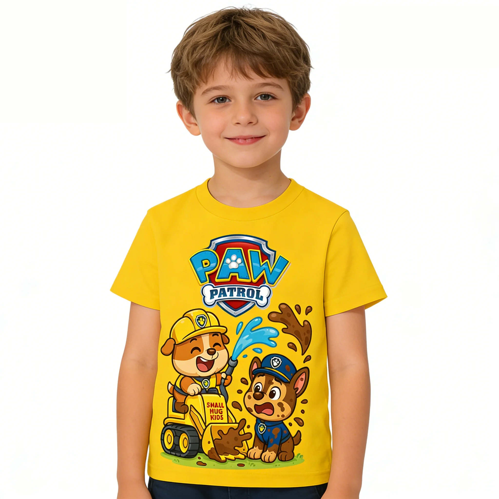 2026 New Summer PAW Patrol Children Short Sleeve T-shirt Cartoon Chase Rubble Print Pullover Boys Girls Casual Cotton Tops Gifts