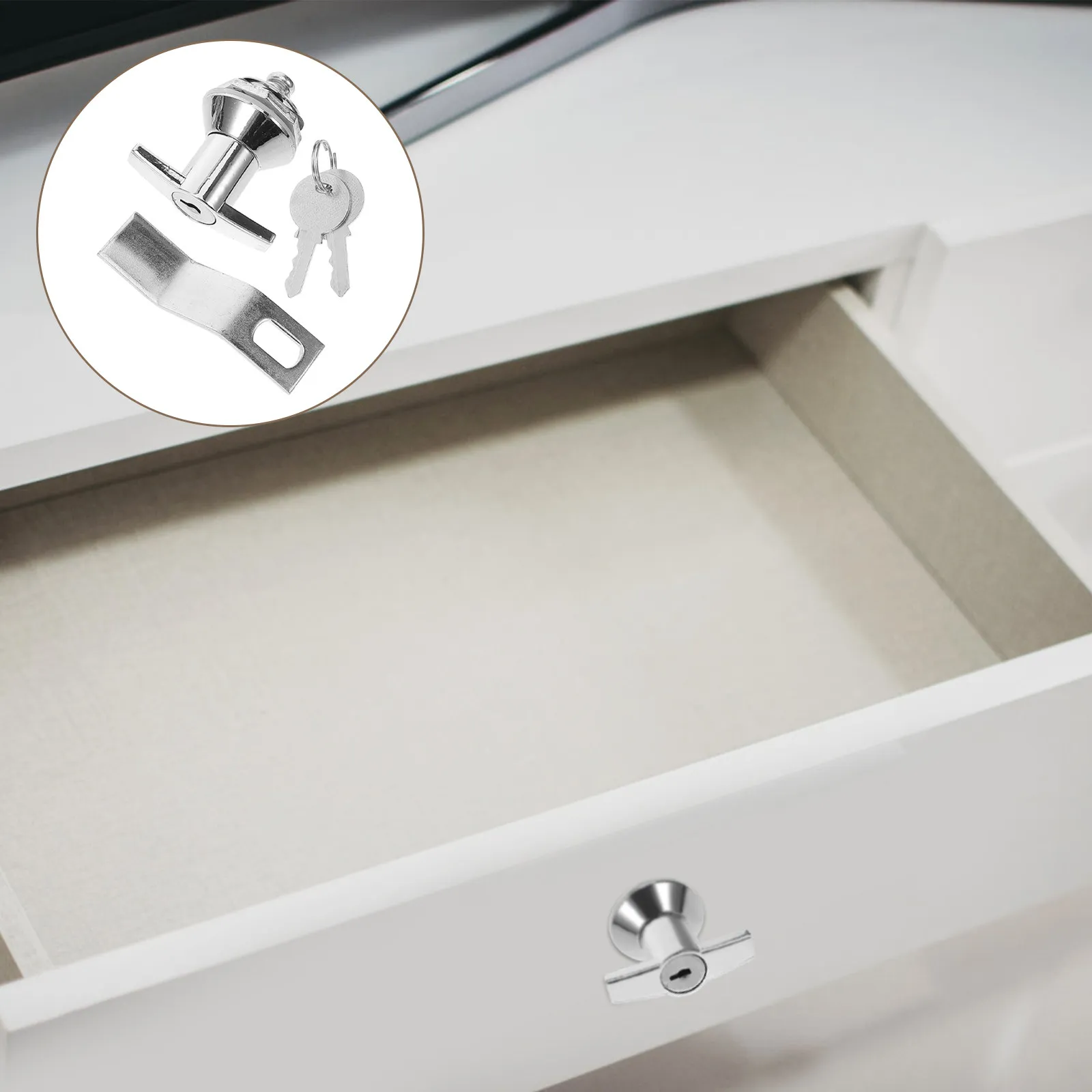 

1Set Sturdy Aluminum Cabinet Door Lock Fire Theft Resistant Drawer Lock for Cupboard Safe Electric Box Toolbox with Keys Modern