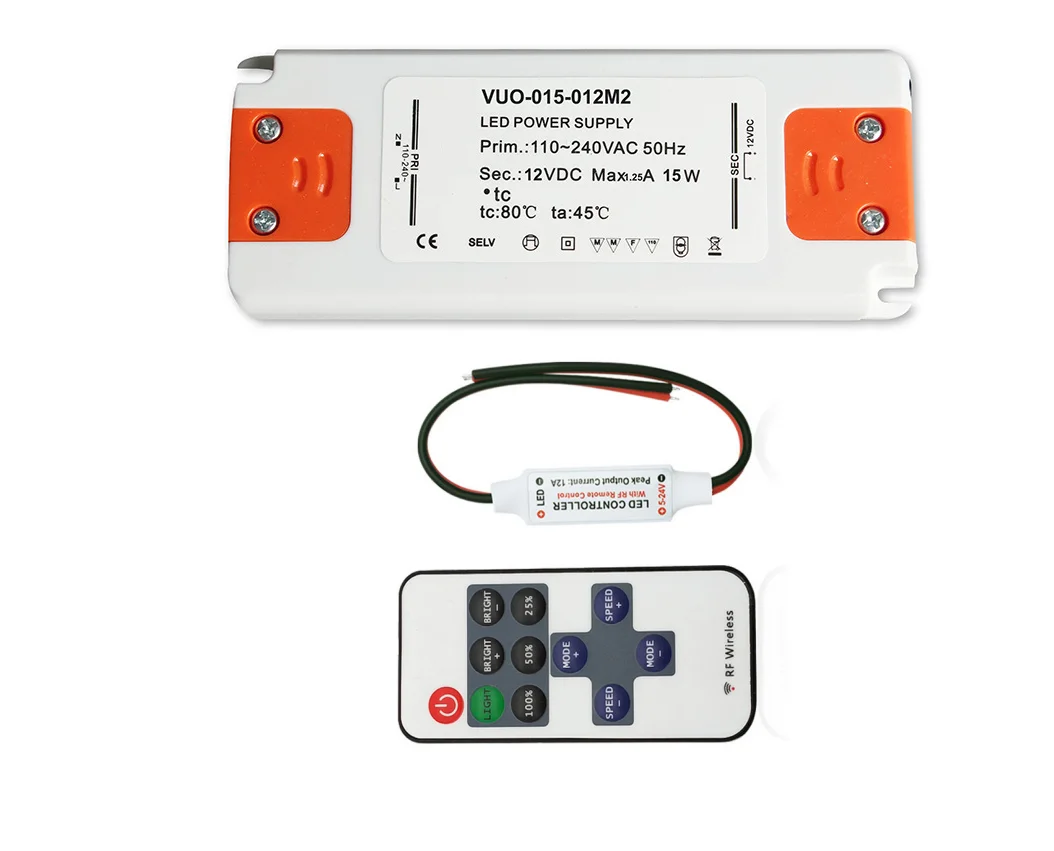 Regulator + RF Remote Panel 6W 12W 20W 30W 40W 50W 60W Slim LED Driver DC 12V 24V Strip Lamp Transformer Power Supply