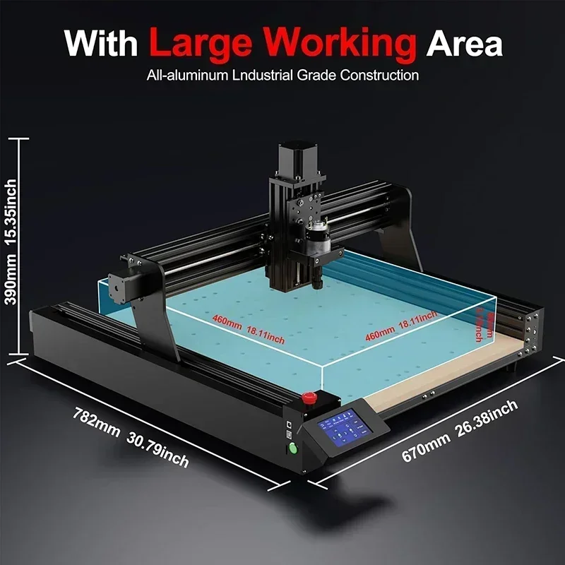 3-axis 4-axis TTC450 CNC Router Milling Cutting Machine GRBL Laser Engraver For PCB PVC Acrylic Metal Aluminum 500W Spindle