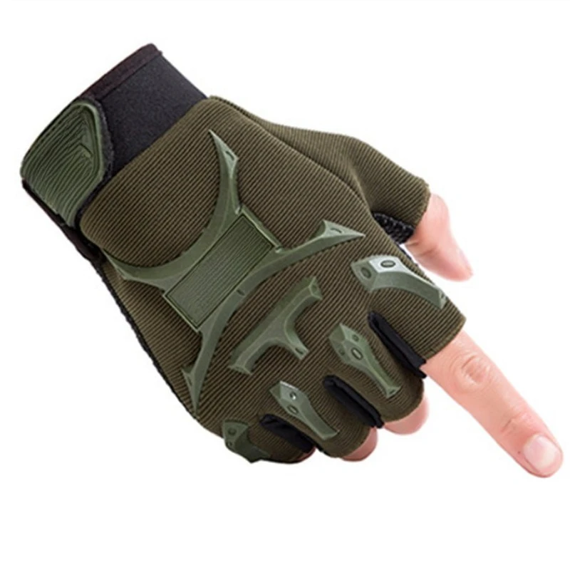 Tactical Fingerless Riding Gloves Shockproof Wear-resistant Gloves for Motorcycle Cycling Hiking Gym Training