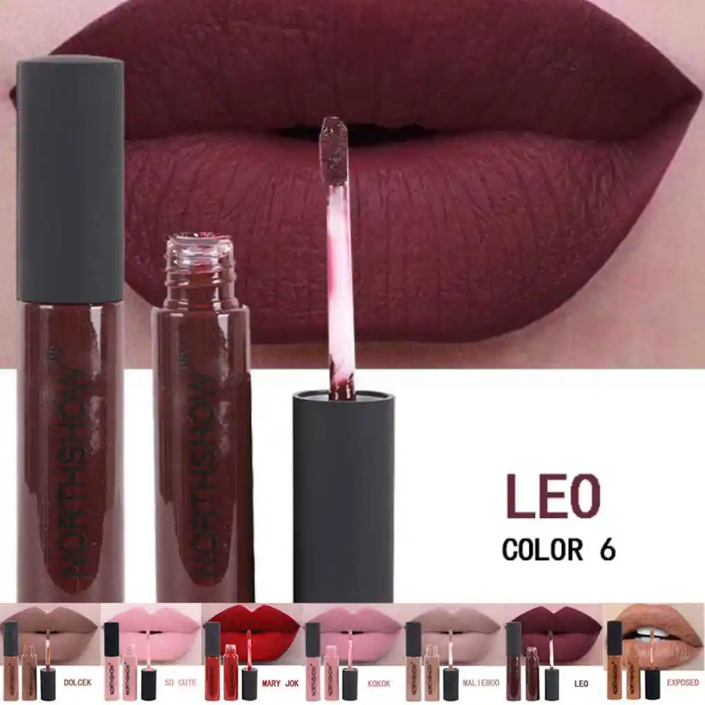 NORTHSHOW 7 Colors Non-stick Cup Lip Gloss Liquid Lipstick Lip Stain Tint Milk Chocolate Fragrance Matte