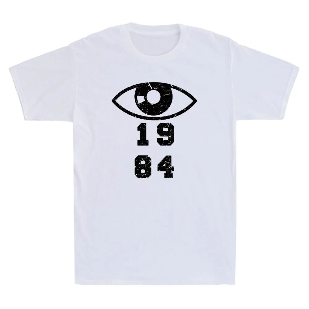 1984 Big Brother Is Watching You Funny Quote Vintage Men's Short Sleeve T-Shirt Summer Streetwear