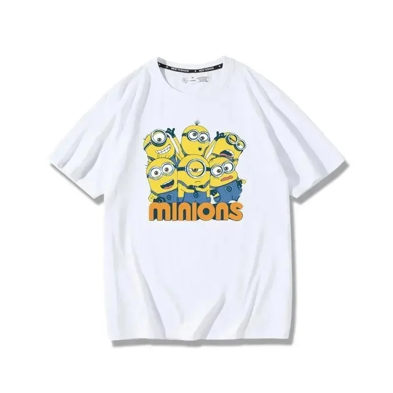 Cartoon Minions Big-eyed Cute Thief Dad Cotton Printed T-shirt for Men and Women Loose Couple Short Sleeves Children's Clothing