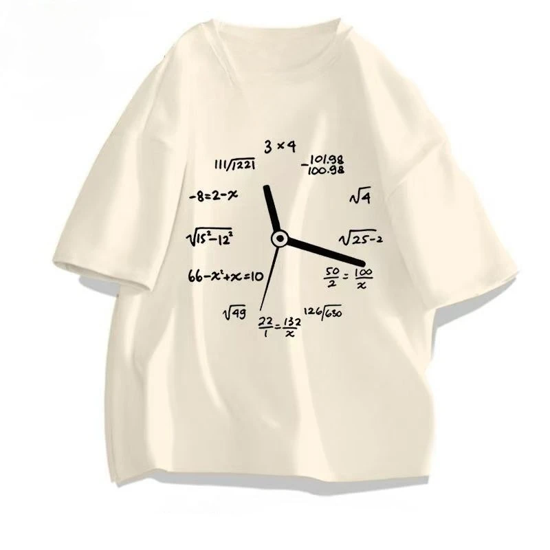American design short-sleeved T-shirt, summer style mathematical formula pattern suitable for both men and women multi-functiona