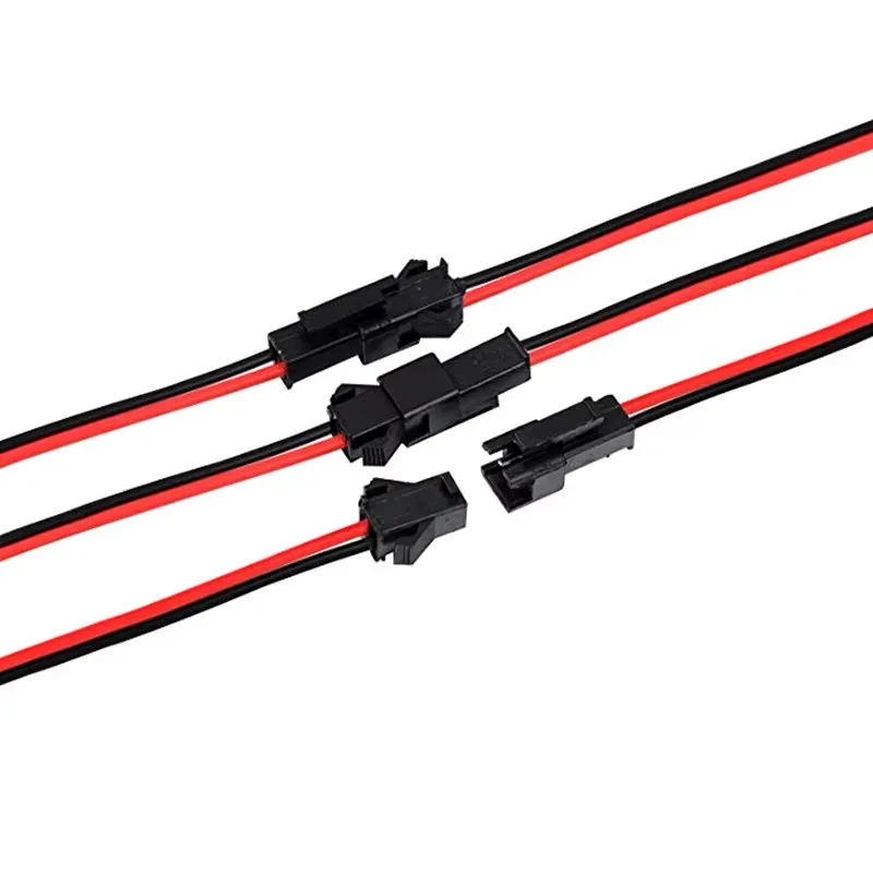 22 AWG JST SM 2 Pin Plug Male and Female Connector Adapter with 100 mm Electrical Cable Wire for LED Light, 10 Pairs