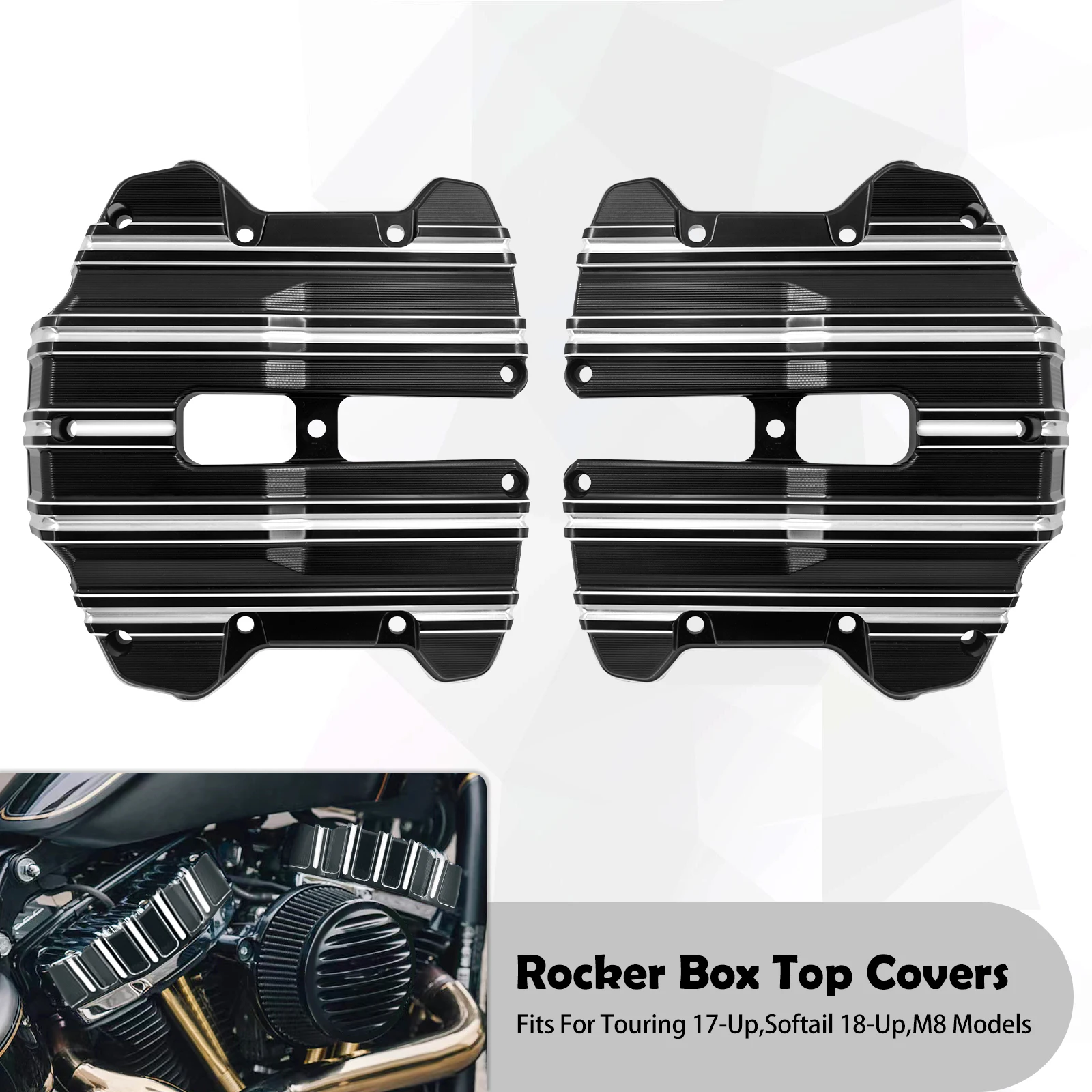 

Motorcycle Rocker Box Top Cover Case Aluminum For Harley M8 Touring Electra Street Glide 2017-Up Softail Fat Boy Breakout 18-24