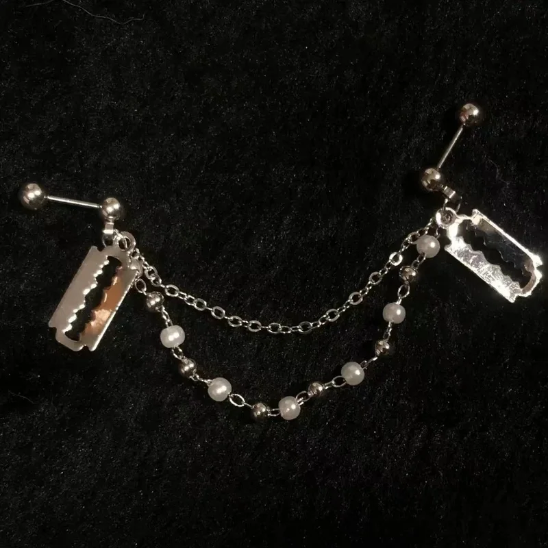 1Lot Stainless Steel Helix Piercing Earring  Ear Piercing Razor Chain Cartilage Industrial Piercing Trendy Body Accessories