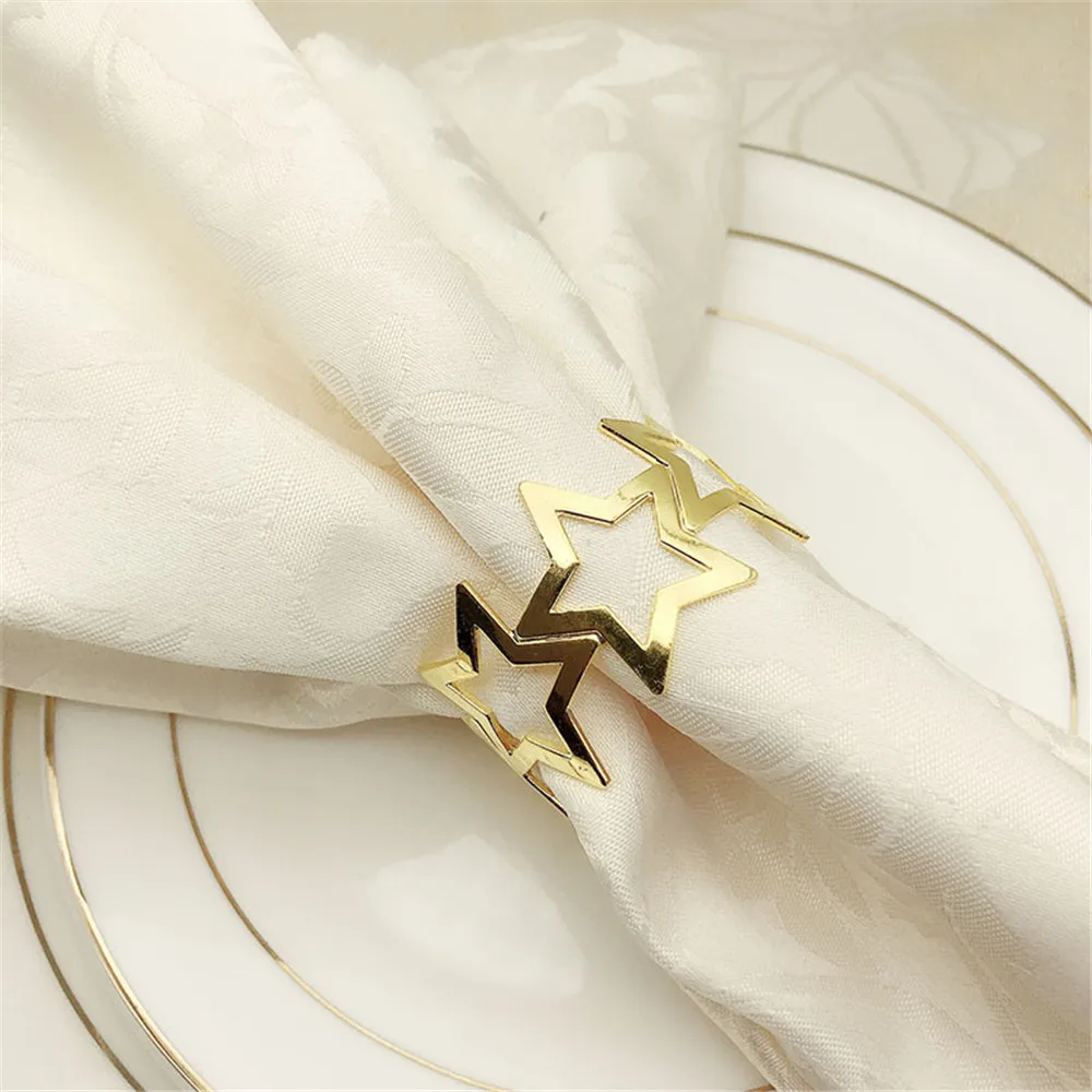 6 / piece metal Pentagram Napkin Clasp Restaurant Hotel Model Room Napkin Ring Spot Free Shipping