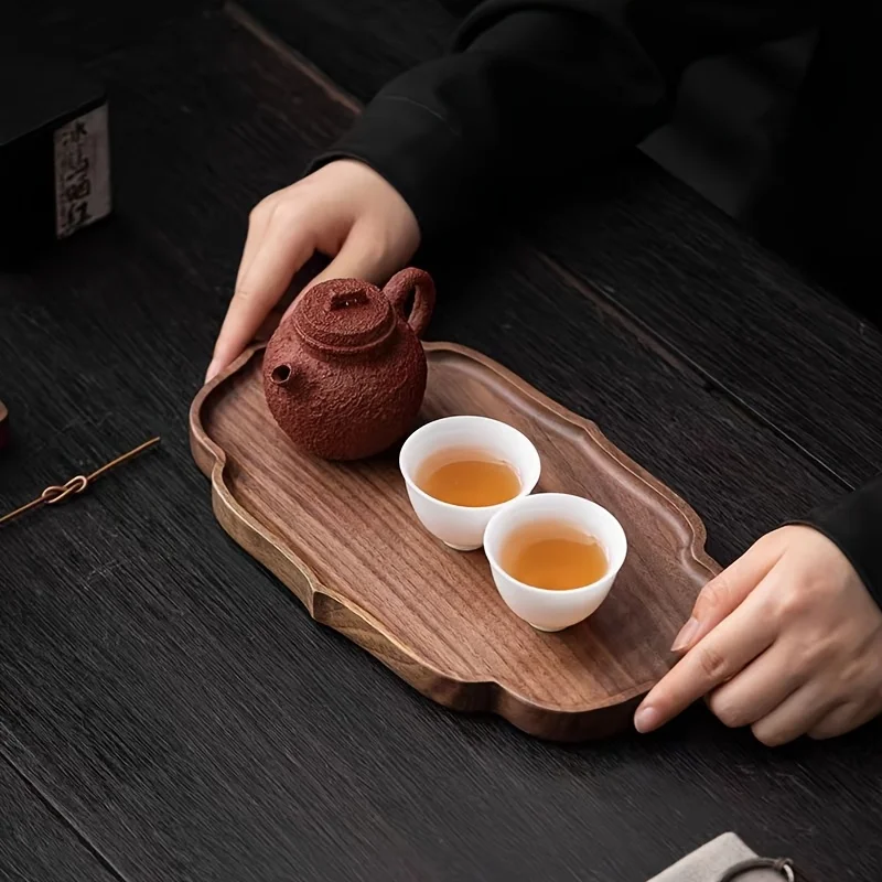 

Solid Walnut Tea Tray - Zen Dry Brewing Board, Compact Chinese Tea Set with Storage for Home Ceremony, Minimalist Tea Table