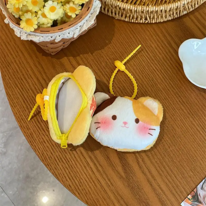 Niedliche Plüsch-Katzen-Tiger-Münzbörse Schlüsselanhänger Weicher Flauschiger Stoff Kawaii Kopfhörer-Tasche Münzaufbewahrungstasche Rucksack-Deko Anhänger Geschenke – Detail 4