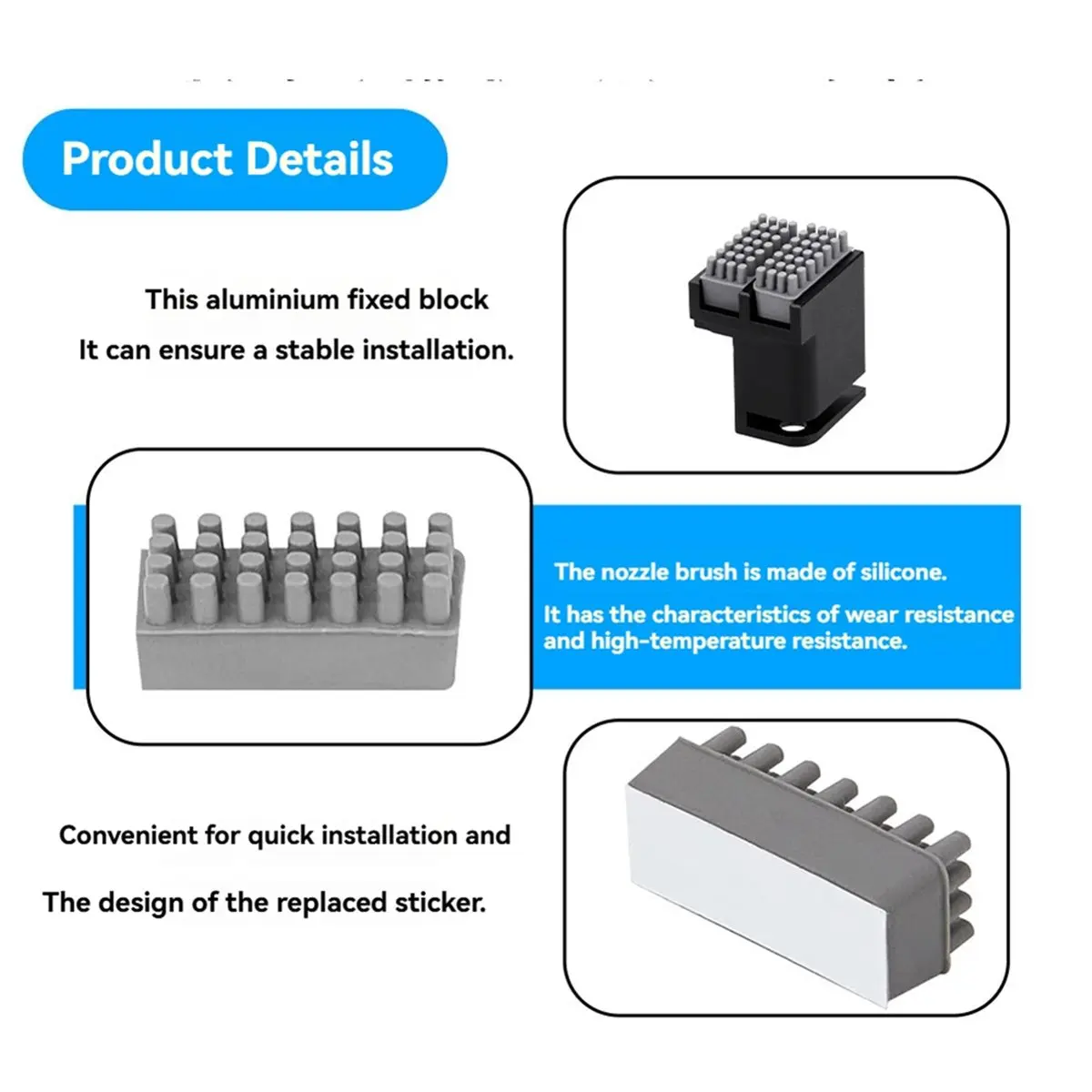NEW FACTORY~Multi-Material Nozzle Wiper for P1 X1 Nozzle Cleaning Kit Upgrades Silicone Brushes 3D Printer Parts