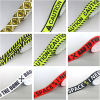 DHK 22mm 5yards Caution Space Printed Grosgrain Ribbon Accessories Headwear Decoration Collar DIY Sewing Craft E2254