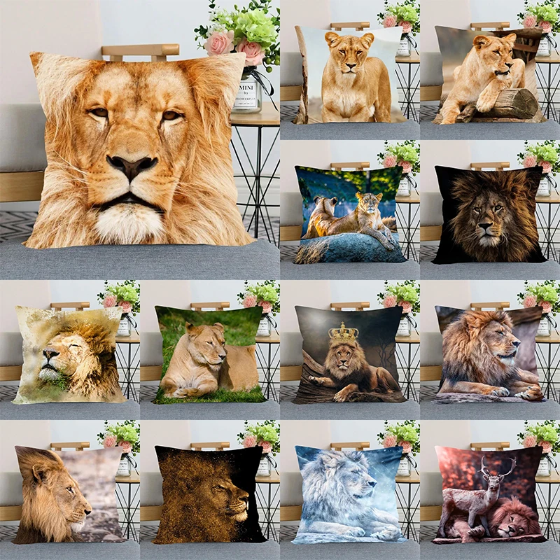 

Lion animal pillowcase home decoration living room sofa cushion cover bedroom room decoration 45x45cm