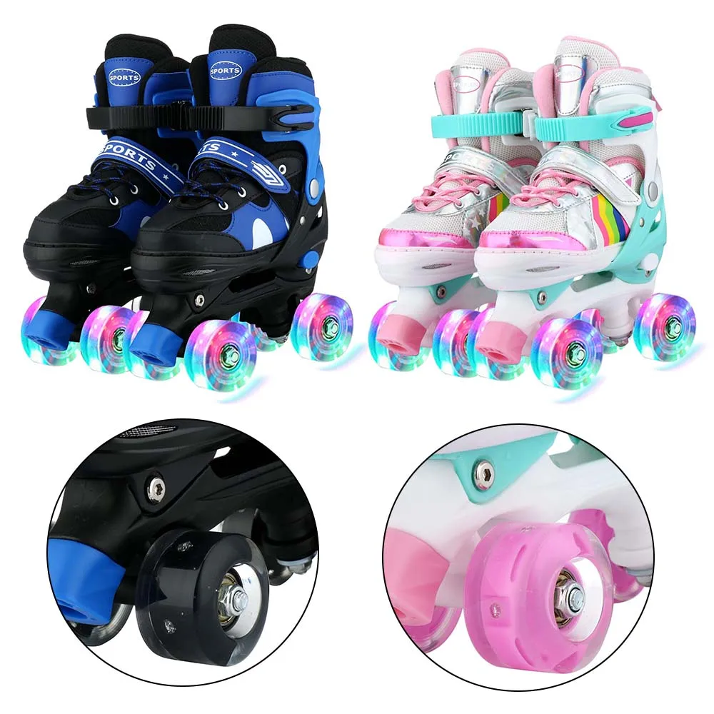 

Children Roller Skate Shoes 4-Wheel Sport Protecitve Beginner Roller Shoes Boy Girl Child Kid Skating Sport Flashing Quad Skates