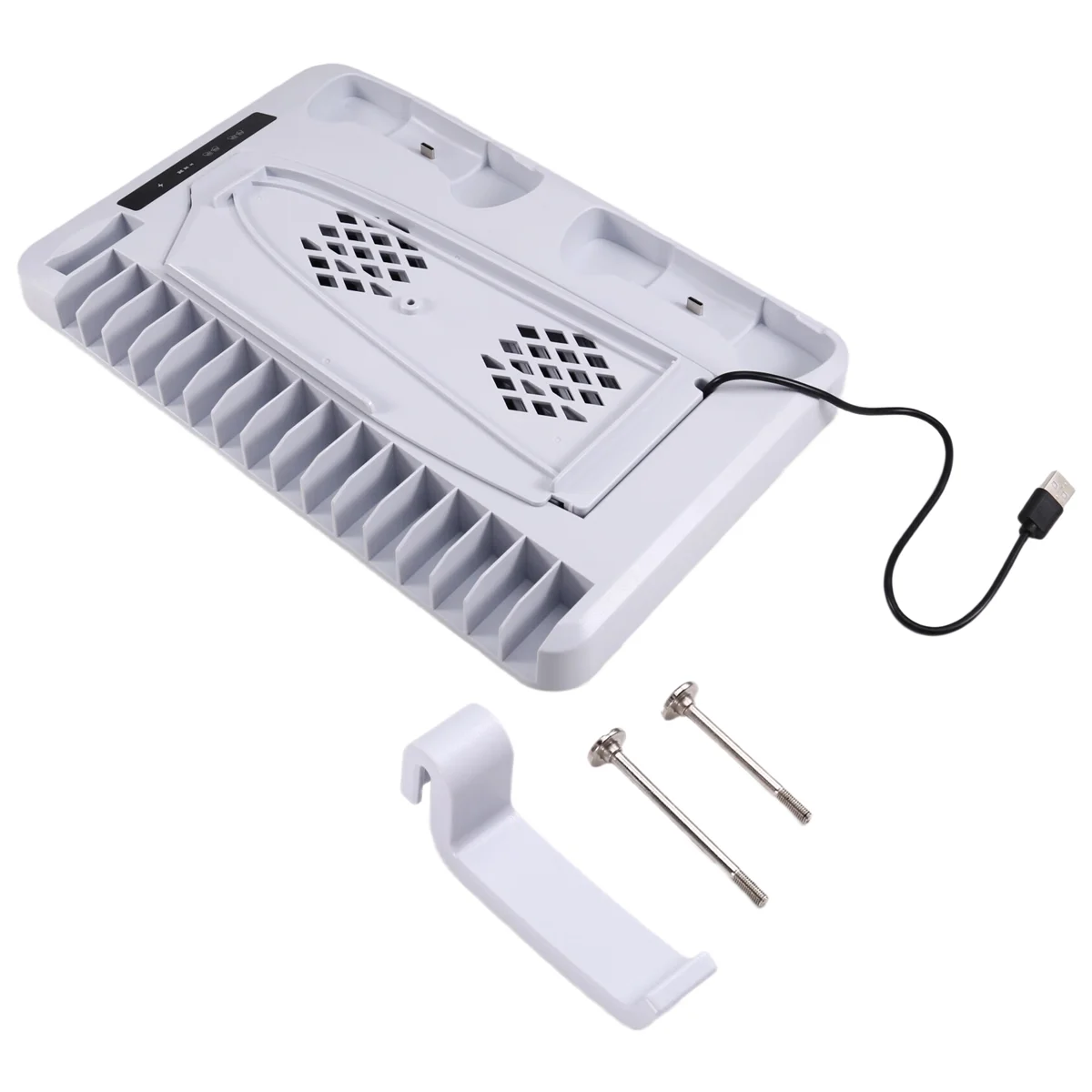 A002 RGB Cooling Base Gamepad Charging Stand for Console Holder Headset Hook Game CD Storage Rack for Disc & Digital