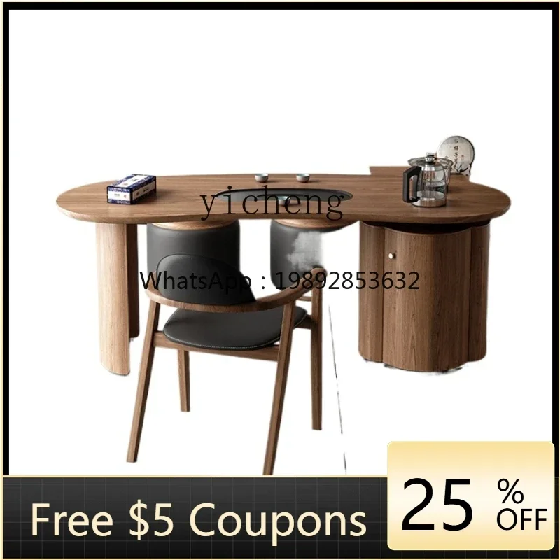 

ZZXL high-grade solid wood tea table and chair combination boss office kung fu tea table tea table