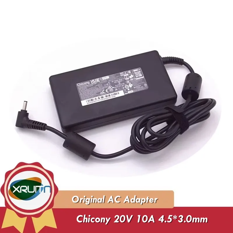 

100% Genuine 200W Chicony 20.0V 10.0A 200.0W AC Adapter Charger 4.5x3.0mm A21-200P2B A200A022P For MSI Laptop Power Supply