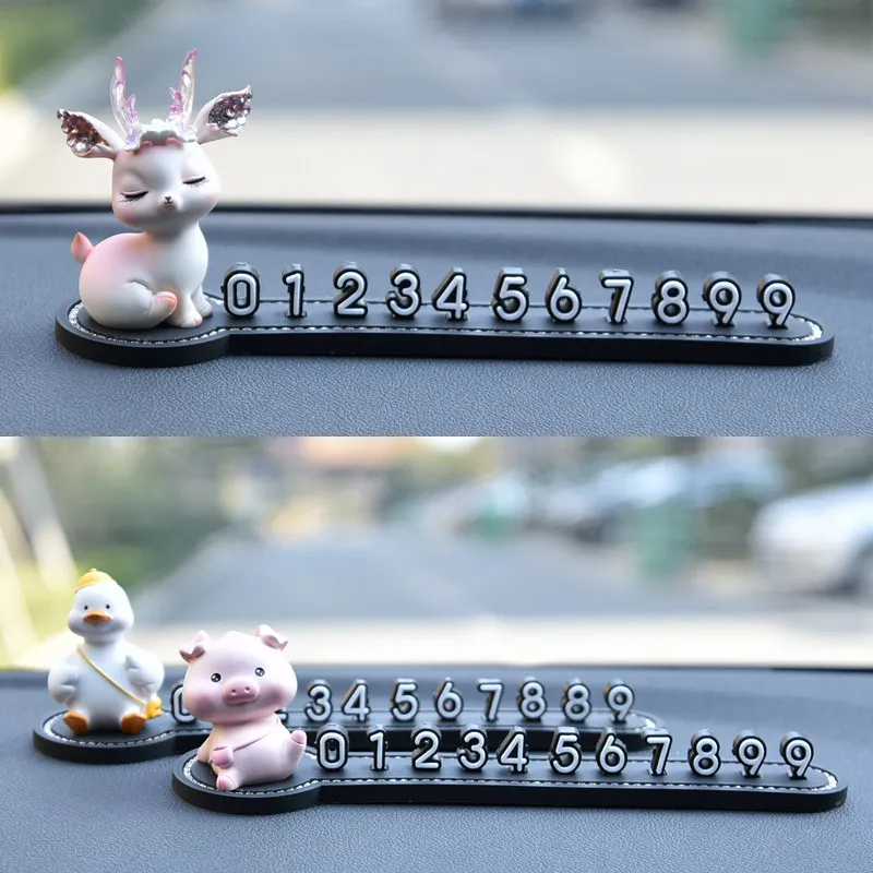 

Cute Cartoon Car Phone Number Plate 3D Digital Stand Temporary Parking Card