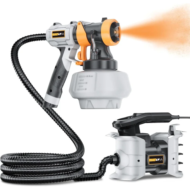 Upgraded Paint Sprayer -  700W HVLP High Power Spray Paint Gun with 6FT Air Hose, 4 Nozzles & 3 Patterns, Paint Sprayer