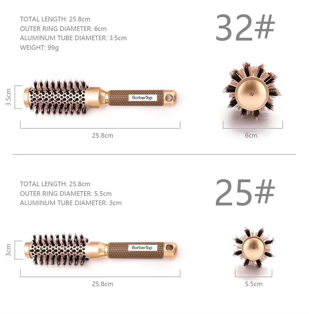 Pro Salon Hairdressing Comb Women\'s Curling Hairbrush Cylindrical Hairdresser Brushes Barbershop Styling Tool Accessories Tools