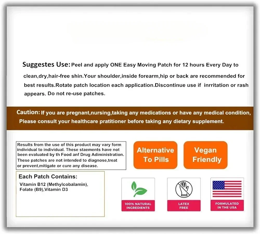 30 Patches Vitamin D3+K2 Transdermal Patches Natural Energy, Mood, Metabolism
