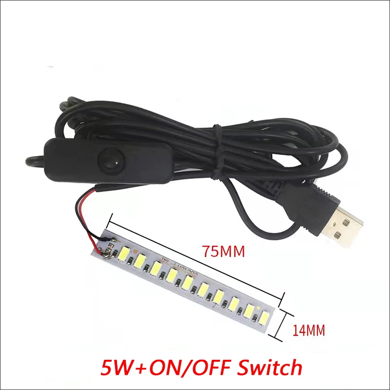 1 szt. Lampy LED DC5V źródło światła uniwersalnego USB z ciepłym białym światłem 1 w2w3w5w10w12w przez włącznik/wyłącznik.