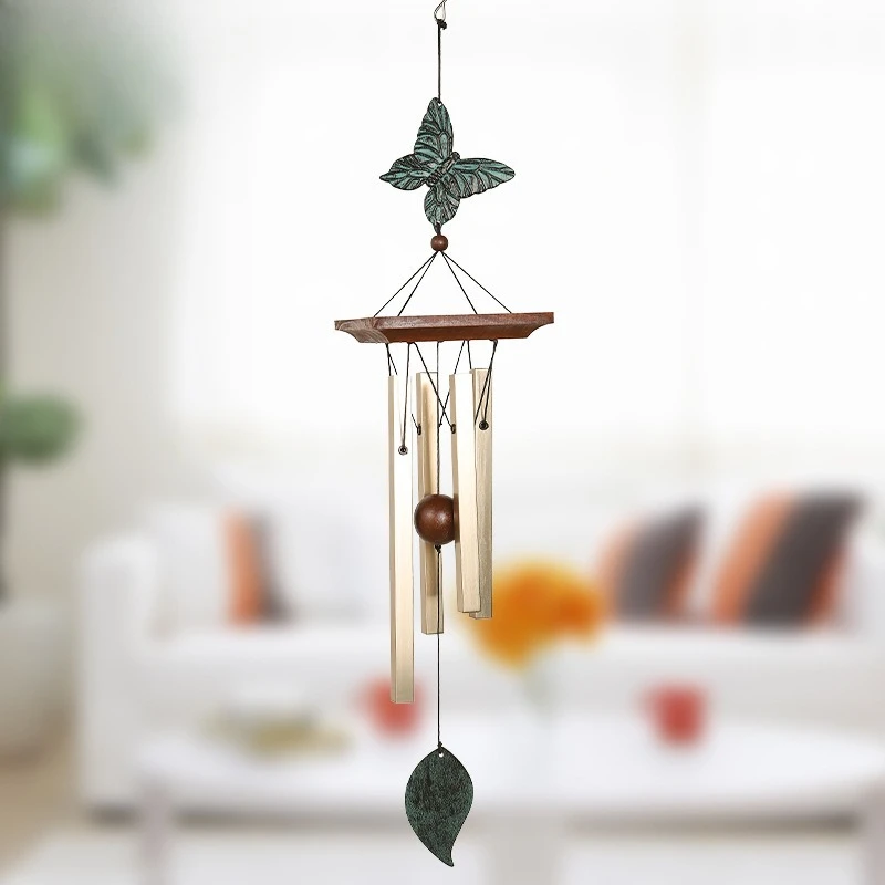 

Винтажный кулон с изображением животных, квадратная алюминиевая трубка, колокольчики, прозрачный звук, креативное украшение для дома, ветрозащитный XY40FL